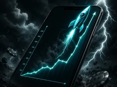 Смартфон с графиком множителей и ракетой